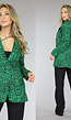 Groene Slangenprint Blazer met Schoudervulling