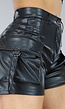Zwarte Lederlook Cargo Short