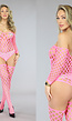 Sexy Neon Roze Visnet Teddy met Kousen