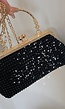 Zwart Pouch Tasje met Strass Steentjes en Gouden Details