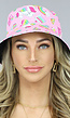Roze Bucket Hat met Regenboog Snoepjes