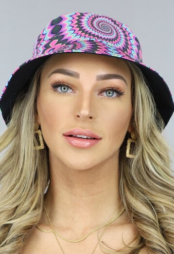 Roze Bucket Hat met Space Print