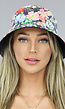 Zwarte Bucket Hat met Bloemen