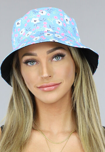 SALE50 Blauwe Bloemen Bucket Hat