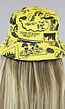 Gele Bucket Hat met Kranten Print