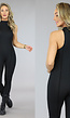 High Neck Ribstof Jumpsuit met Biesje