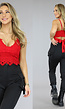 Gehaakte Top met Scrunch Rug en Strik Rood