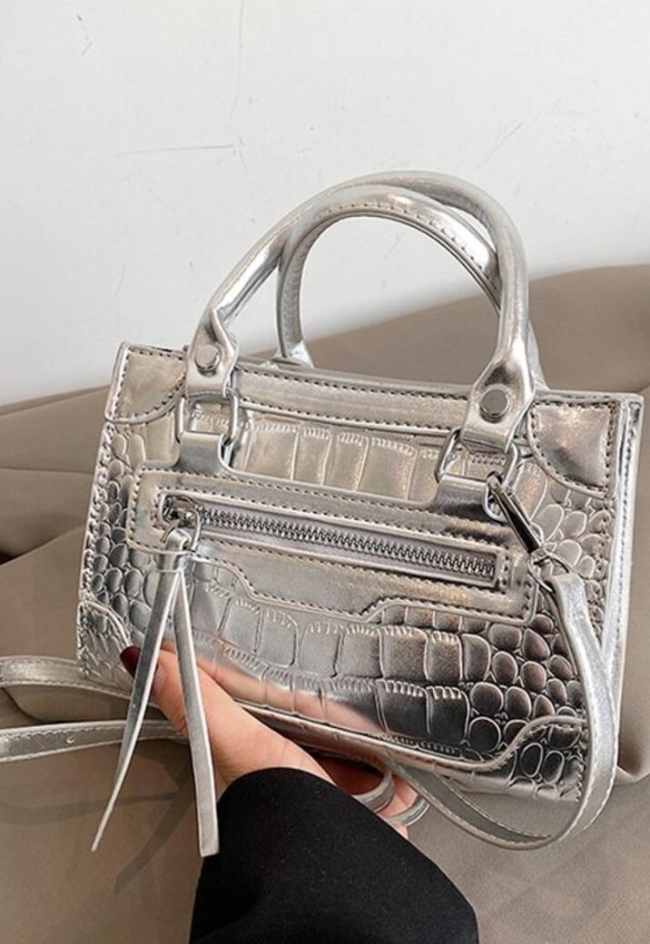 Zilveren Metallic Tas met Patroon