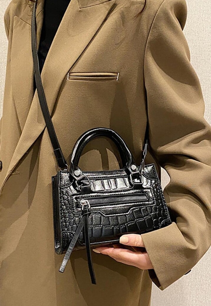 Mat Zwarte Tas met Patroon