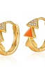 Gouden Ringetjes Oorbellen met Oranje Driehoekje