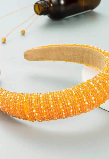 ORANJE-F Oranje Haarband met Kraaltjes
