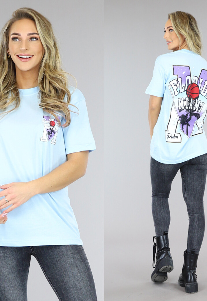 Lichtblauw Oversized Basketbal T-Shirt