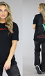 Zwart Oversized T-Shirt met Roos Print
