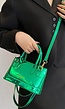 Kleine Groene Metallic Tas met Dubbel Handvat