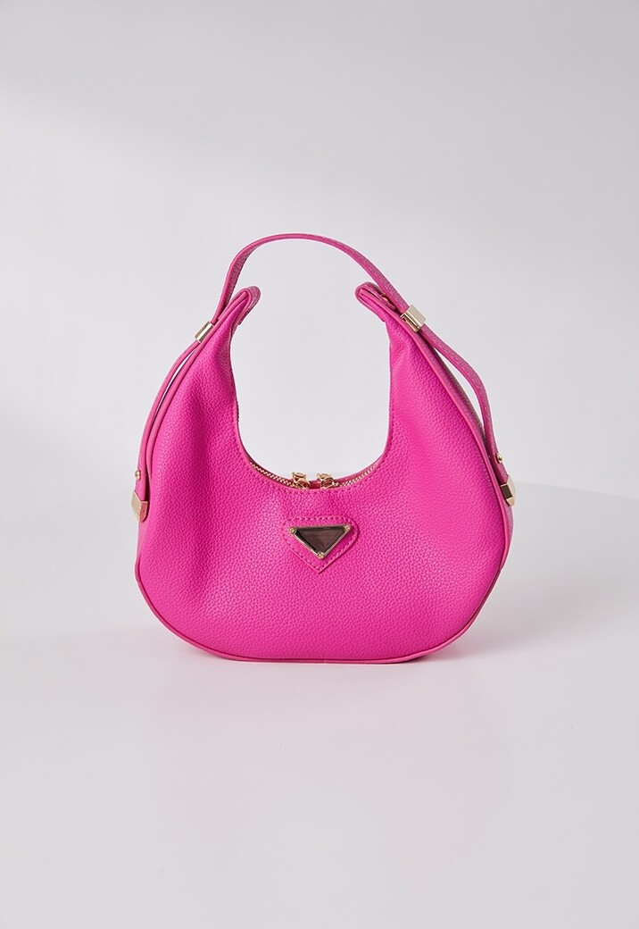 Ronde Fuchsia Lederlook Tas