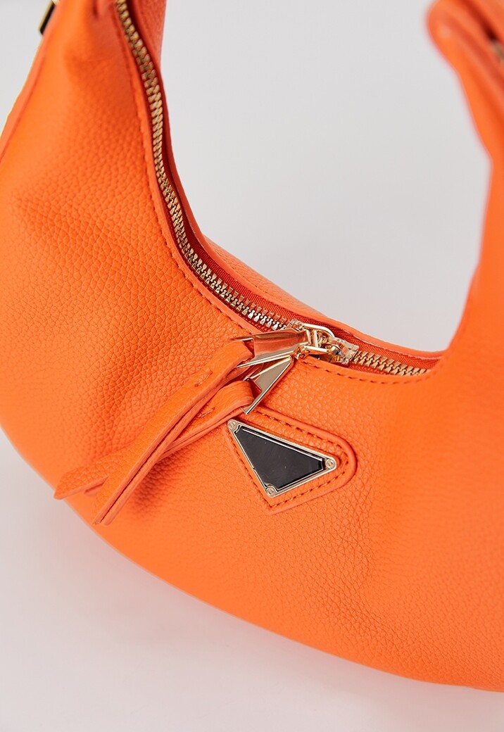 Ronde Oranje Lederlook Tas