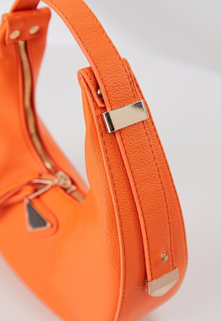 Ronde Oranje Lederlook Tas