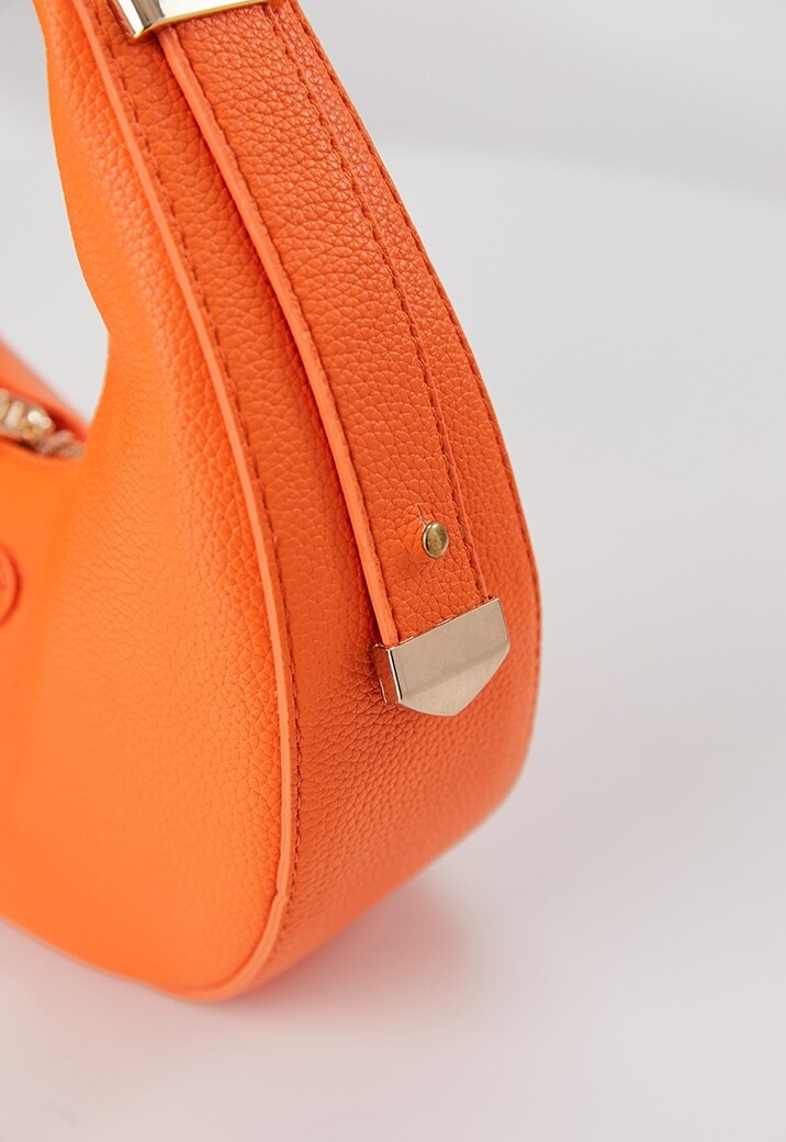 Ronde Oranje Lederlook Tas