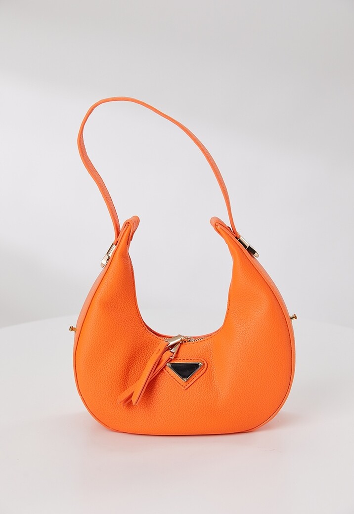 Ronde Oranje Lederlook Tas