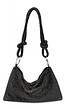 Zwarte Strass Schoudertas met Geknoopte Band