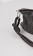 Zwarte Strass Schoudertas met Geknoopte Band