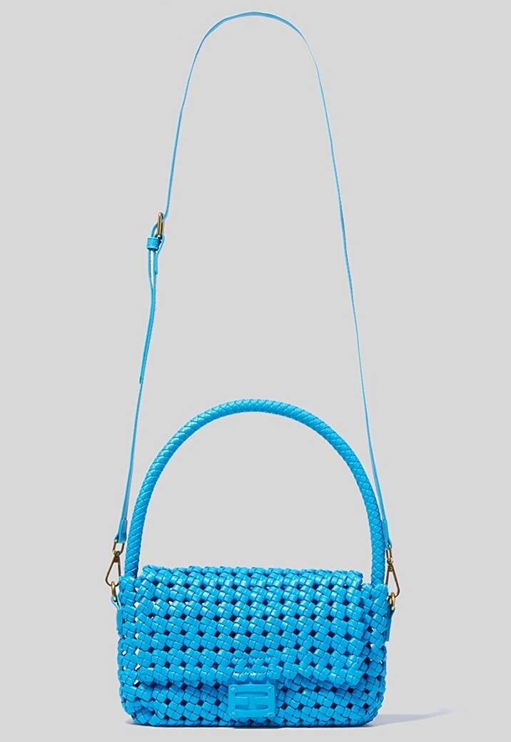 Blauwe Gevlochten Crossbody Tas