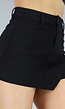 Zwarte Denim Skort met Strikdetails
