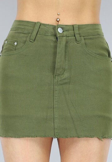 Legergroene Denim Mini Skort