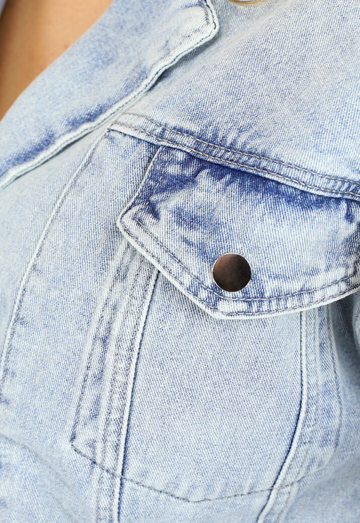 Cropped Jeans Jasje met Druksluiting