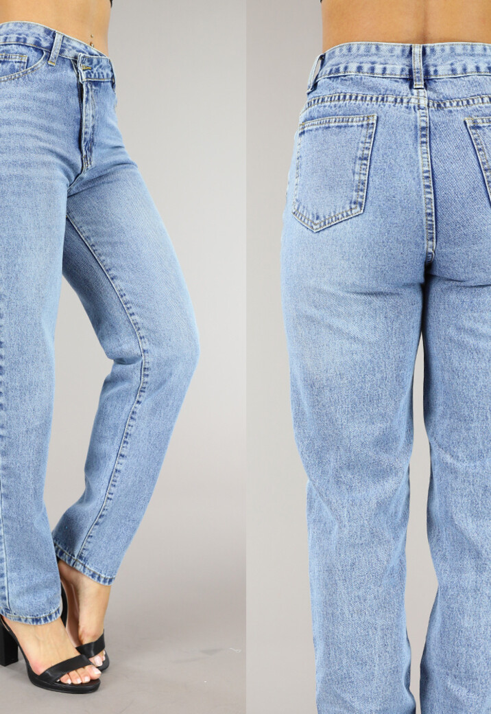 Blauwe Jeans met Schuine Sluiting