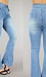 Blauwe Flared Jeans met Omgeslagen Taille