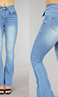 Blauwe Flared Jeans met Omgeslagen Taille
