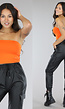 Oranje Elastische Strapless Bandeau Top