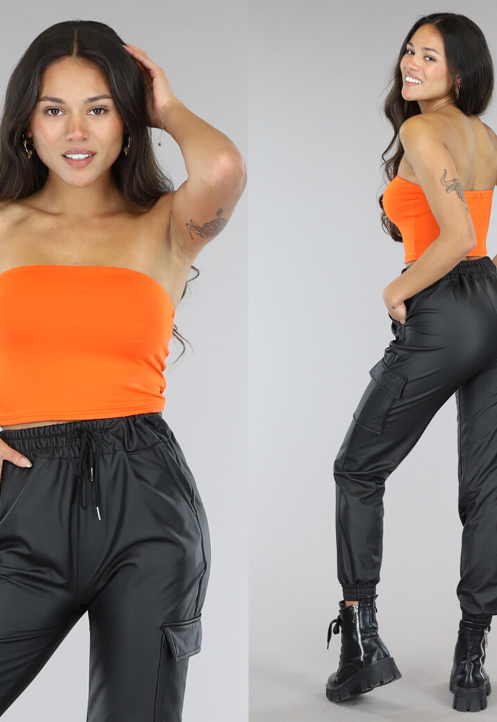 Oranje Elastische Strapless Bandeau Top