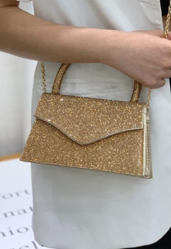 Gouden Strass Hand/Schoudertasje