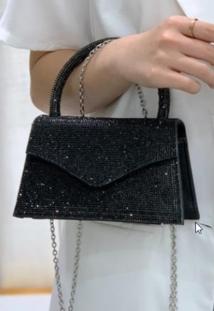 Zwart Strass Hand/Schoudertasje