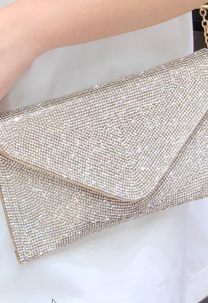 Rosé Gouden met Strass Bedekte Clutch