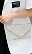 Zilveren met Strass Bedekte Clutch