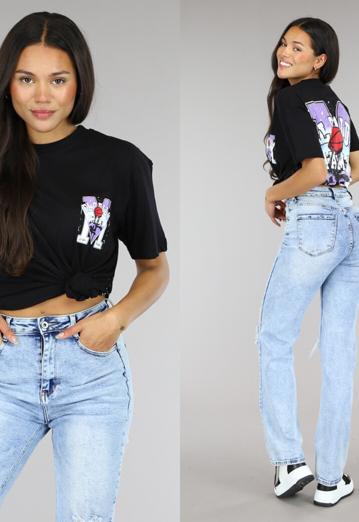 Zwart Oversized Basketbal T-Shirt