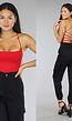 Rode Bodysuit met Open Rug en Strap Details