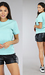 Mint Basic T-Shirt met Lichte Stretch