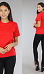 Rood Basic T-Shirt met Lichte Stretch