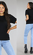 Zwart Basic T-Shirt met Lichte Stretch