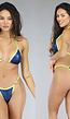 Navy Croco Print Bikinibroekje met Neon Gele Straps