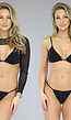 Zwarte Glamour Bikini Set met Ultra Cropped Cover Up Topje