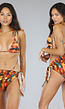 Multicolor Super Strappy Bikini Set met Pareo