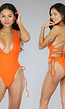 Sexy High Cut Strappy Oranje Badpak