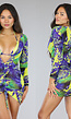 Sexy Jungle Print Bikini Set met Cover Up Jurk