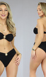 Zwarte Scrunch Bandeau Bikini met Schelp Detail