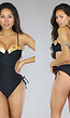 Classy Zwart Push-Up Badpak met Gouden Details en Cut Outs